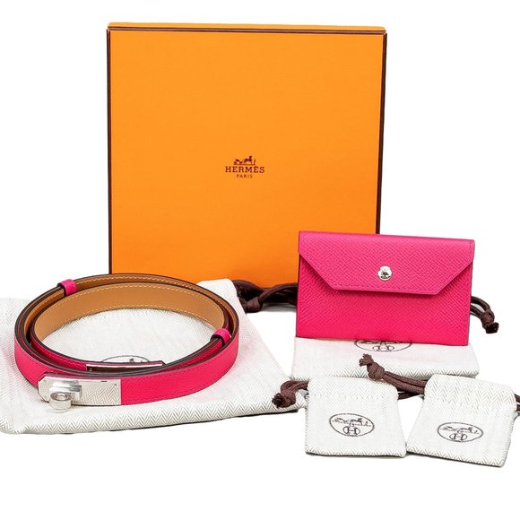 Hermès Rose Mexico Epsom Kelly Pocket Belt - Picture 1 of 6